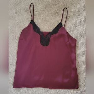Express Burgundy Satin Lace Camisole